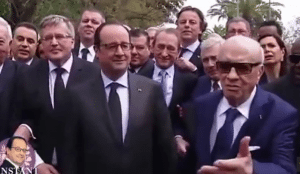 Béji Caid Essebssi avec François Hollande dans la Marche républicaine