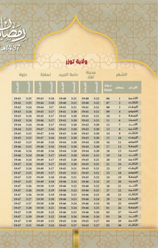 Tunisie – Ramadan 2023 : Horaires de la rupture du jeûne (al Imsak