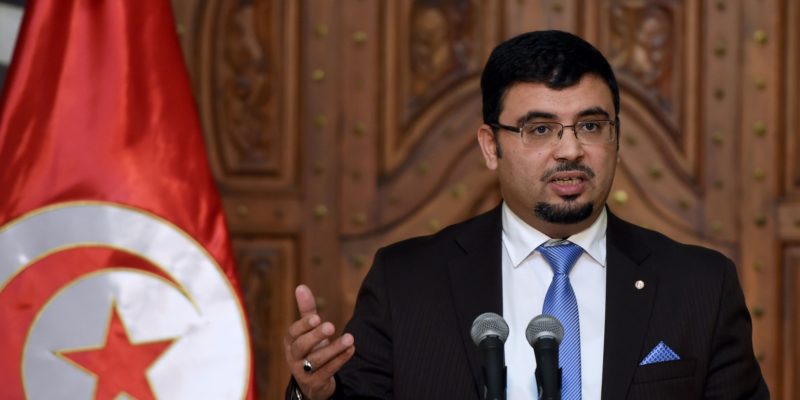 Tunisian Minister in charge of relations with the House of the Peoples Representatives and Spokesman of the Government, Khaled Chouket, speaks during a press conference on March 9, 2016 in Tunis. Tunisian security forces killed seven "terrorists" overnight near Ben Guerdane after a deadly jihadist attack on the town near the border with Libya, the authorities said. The interior ministry said a day earlier that five "terrorists" had been "eliminated" in the area, then on March 9 two more suspected jihadists had been killed. / AFP / FETHI BELAID (Photo credit should read FETHI BELAID/AFP/Getty Images)