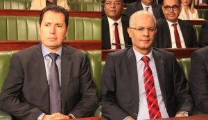 A gauche : Slim Feriani, nouveau ministre de l'Industrie. A droite : Imed Hammami, nouveau ministre de la Santé.