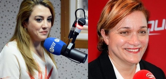 A gauche : Héla Omrane, députée de Nidaa Tounes et présidente de la commission d'enquête sur les réseaux d'acheminement des jeunes vers les foyers de tension. A droite : Leila Chettaoui, députée d'Al-Horra et ancienne présidente de la même commission.