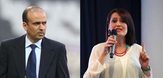 A droite : Wadii Jarii. A gauche : Majdouline Cherni, ministre des Sports et de la Jeunesse